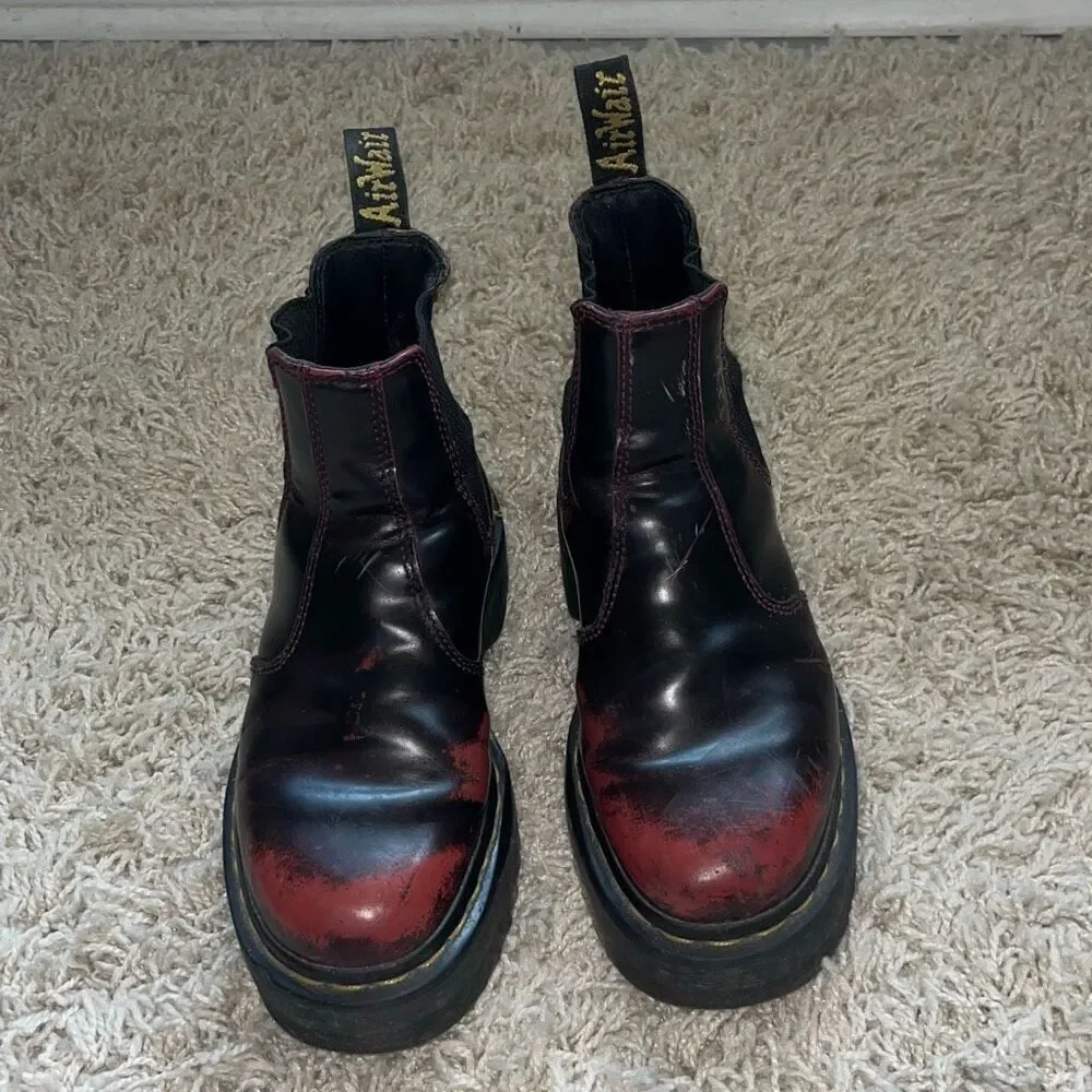 Dr. Martens Burgundy and Red Boots Men’s UK 3 US 4 (Women’s 5) EUC